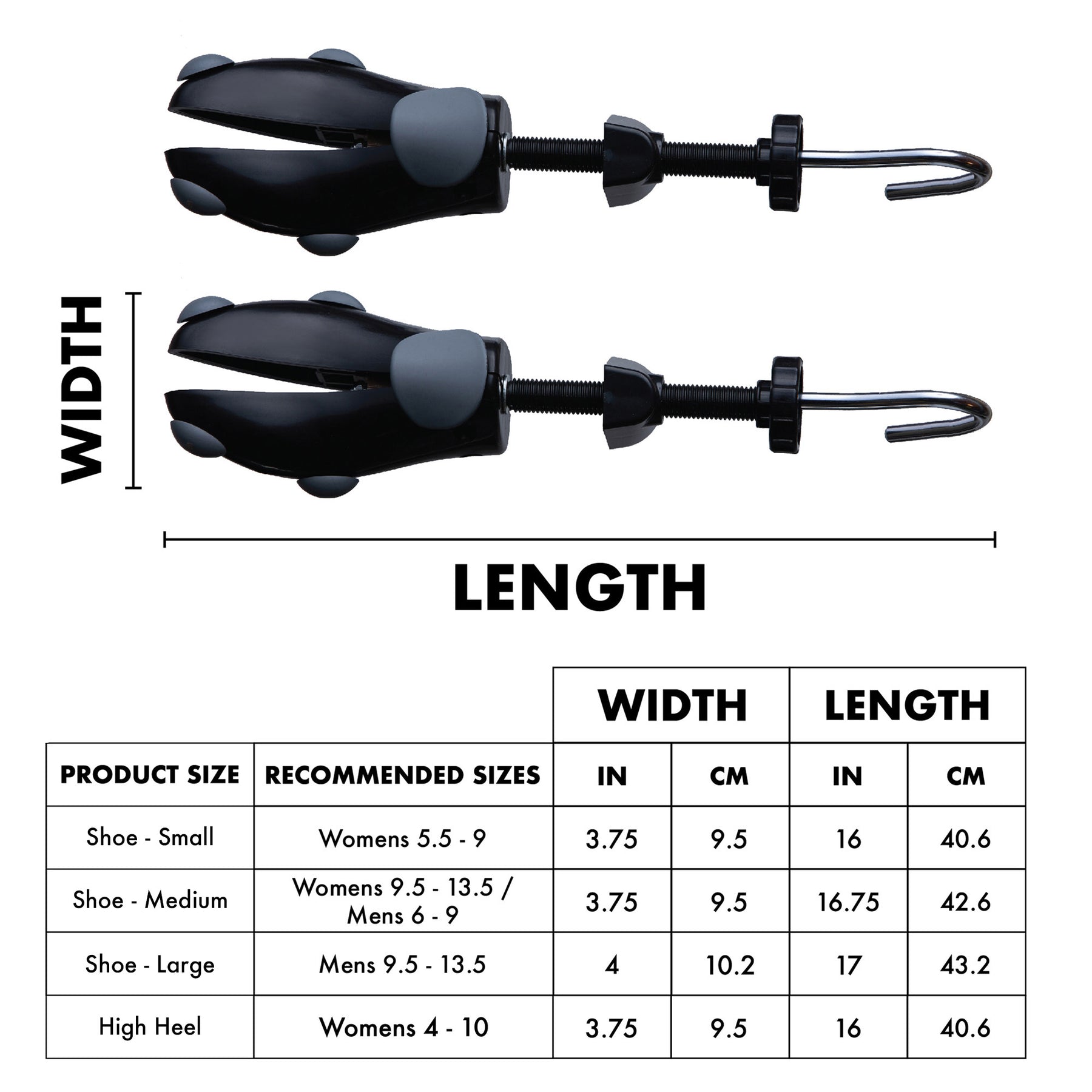 Shoe Stretcher, Shoe Trees Adjustable Length & Width for Men (M for M's  Us6.5-10; Wm's Us10-13.5 ) Grey